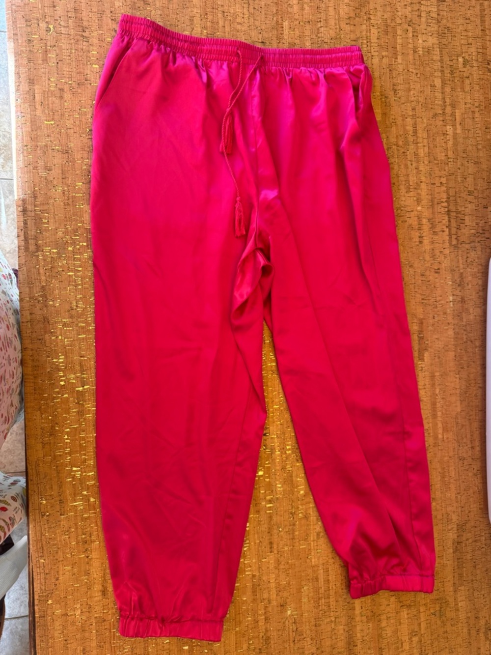 Allegra K Bright Pink Elastic Waist Jogger Pants